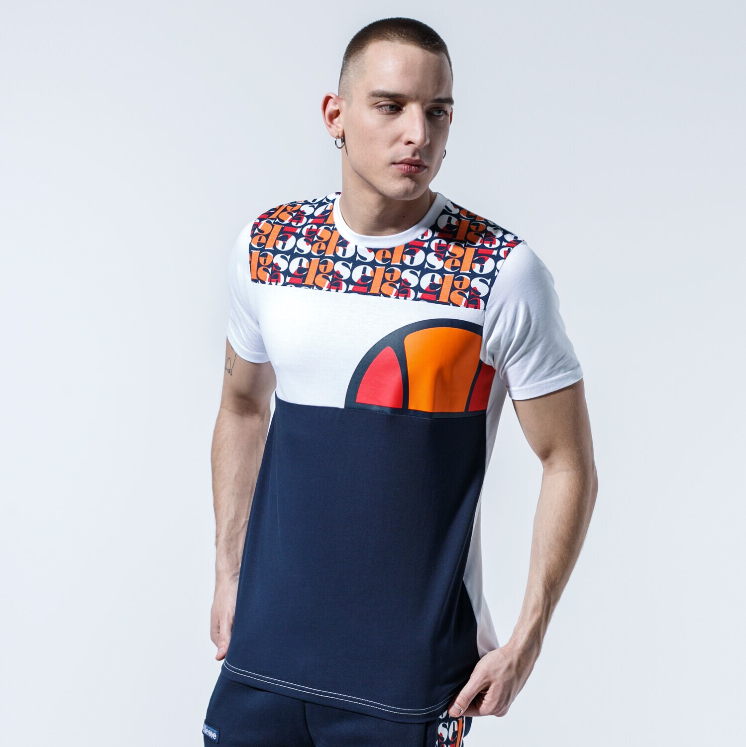 Koszulka, t-shirt sportowy męski ELLESSE T-SHIRT CIRILLO SHE08543NAVY GRANATOWY