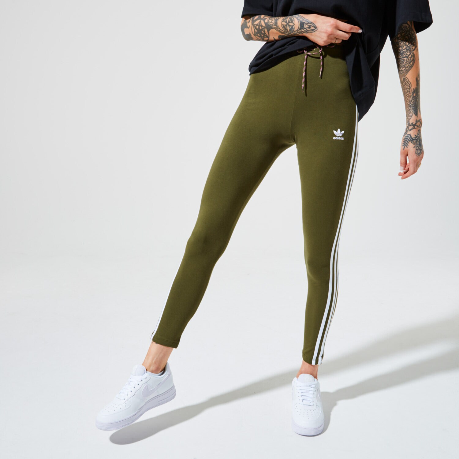 Spodnie sportowe damskie ADIDAS LEGGINGS TIGHTS FL4105 KHAKI