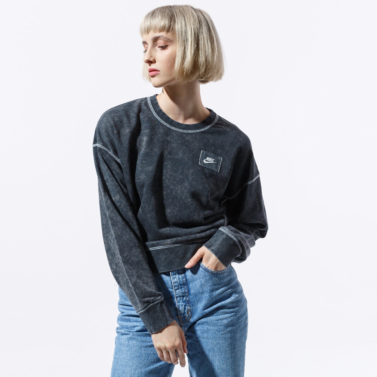 Bluza damska NIKE BLUZA W NSW CREW FT REBEL BV2798-010 CZARNY