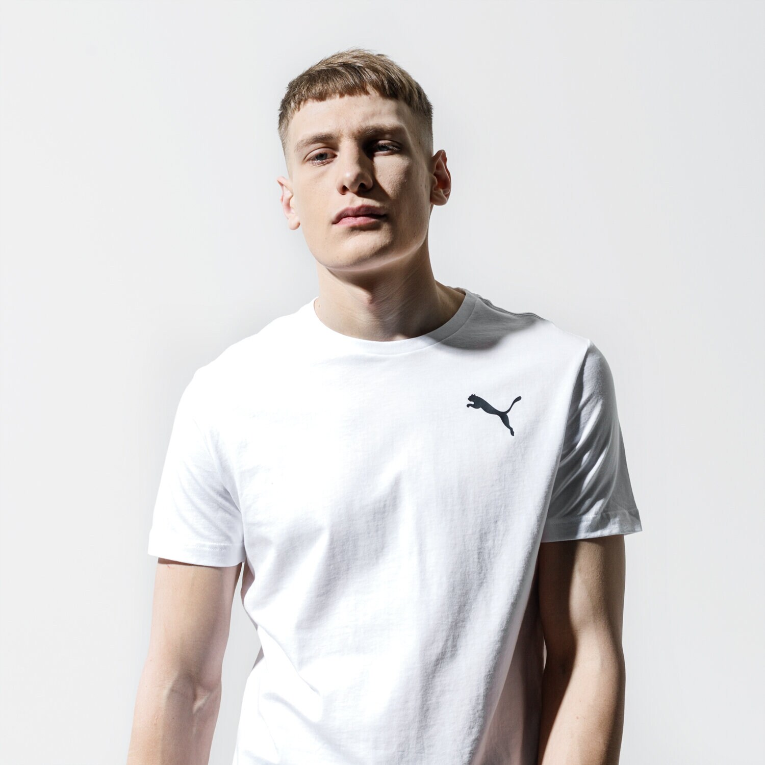 Koszulka, t-shirt sportowy męski PUMA T-SHIRT ESS SMALL LOGO TEE 85174122 BIAŁY