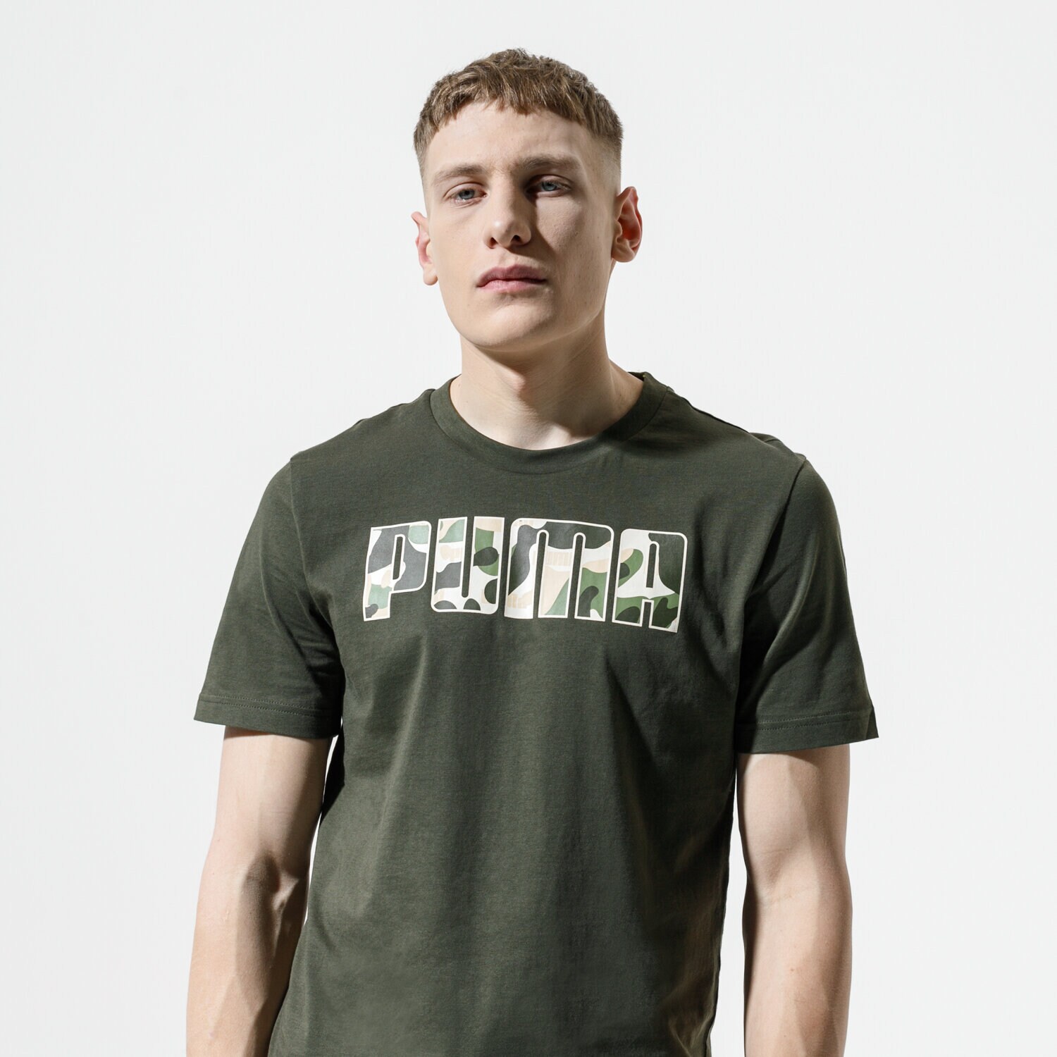 Koszulka, t-shirt sportowy męski PUMA T-SHIRT REBEL CAMO FILL TEE 58202780 CZARNY