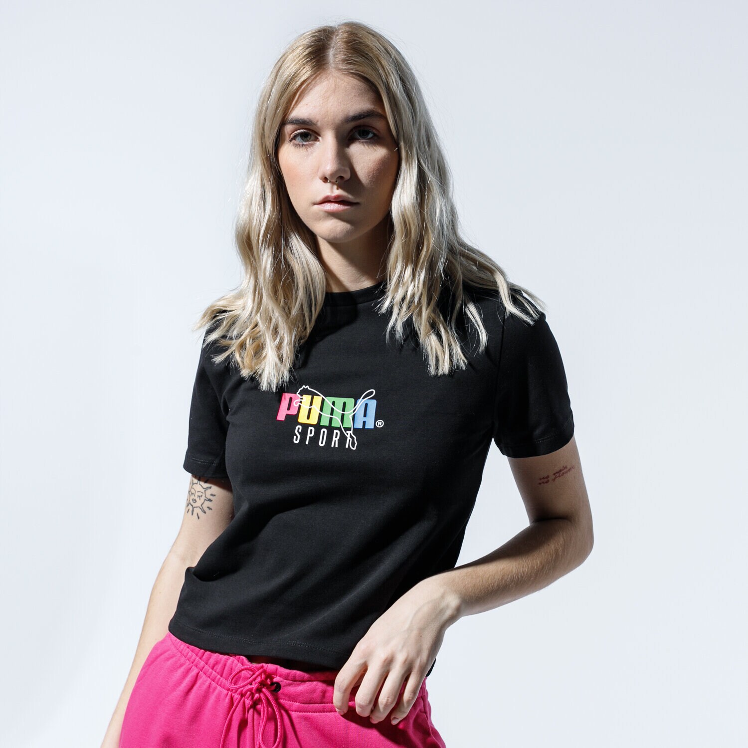 Koszulka, t-shirt damski PUMA T-SHIRT TFS GRAPHIC CROP TOP 59625801 CZARNY