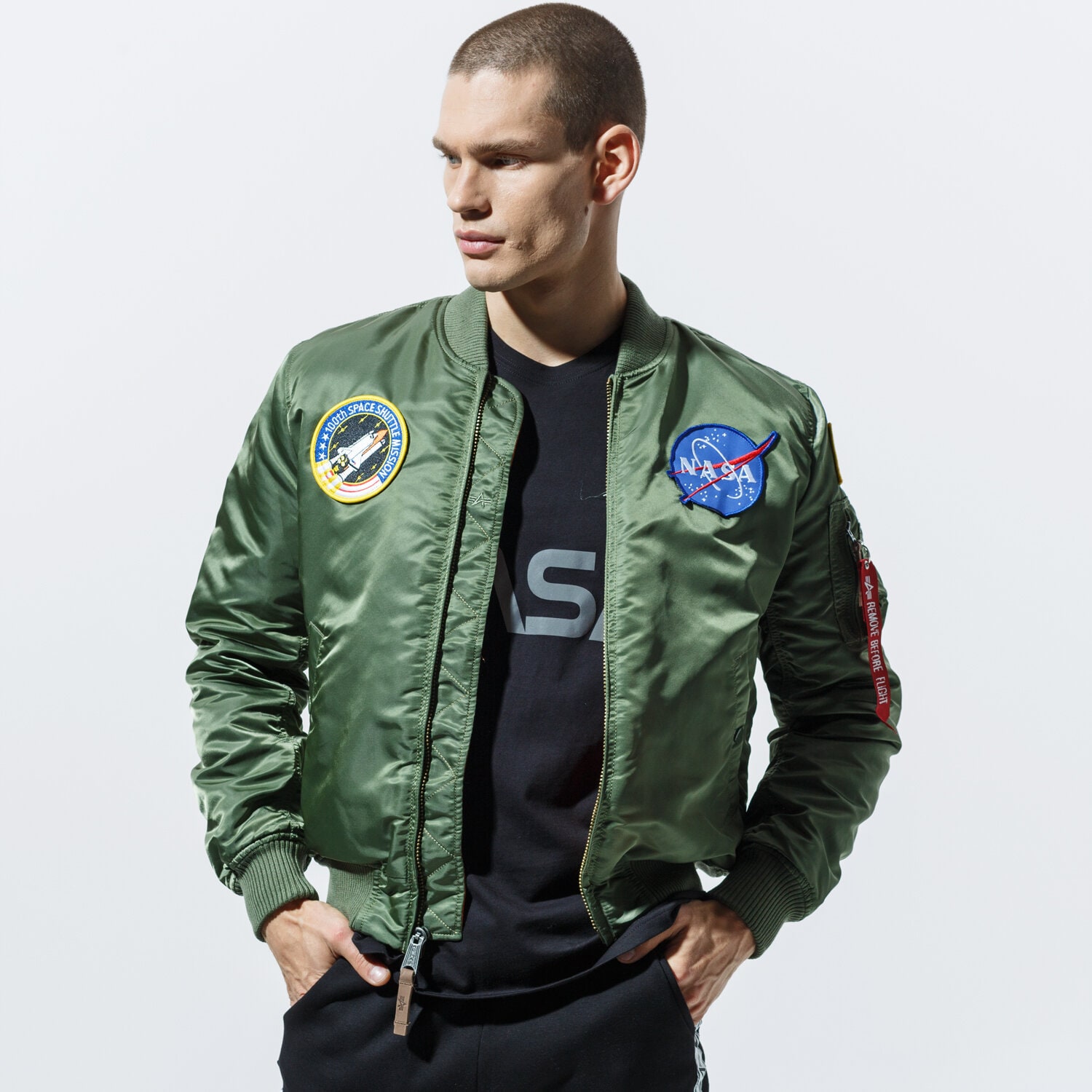 Kurtka zimowa męska ALPHA INDUSTRIES KURTKA ZIMOWA MA-1 VF NASA 16610701 ZIELONY