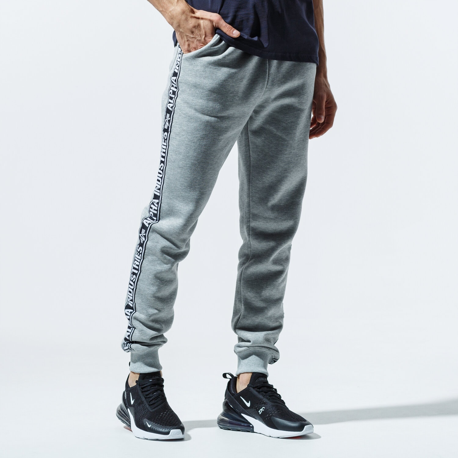 Spodnie sportowe męskie ALPHA INDUSTRIES SPODNIE AI TAPE JOGGER 19837317 SZARY