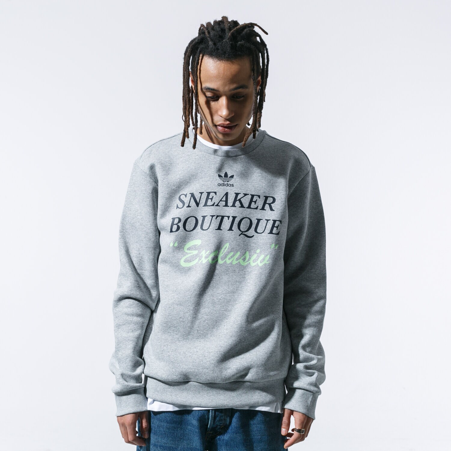 Bluza męska ADIDAS BLUZA SNEAKER BOUTIQUE CREW GJ9813 SZARY