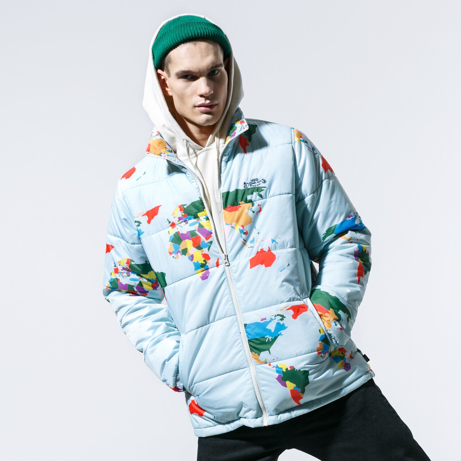 Kurtka zimowa męska VANS KURTKA PUCHOWA MN SAVE OUR PLANET P BLUE SAVE OUR P VN0A49NQZSD1 MULTICOLOR