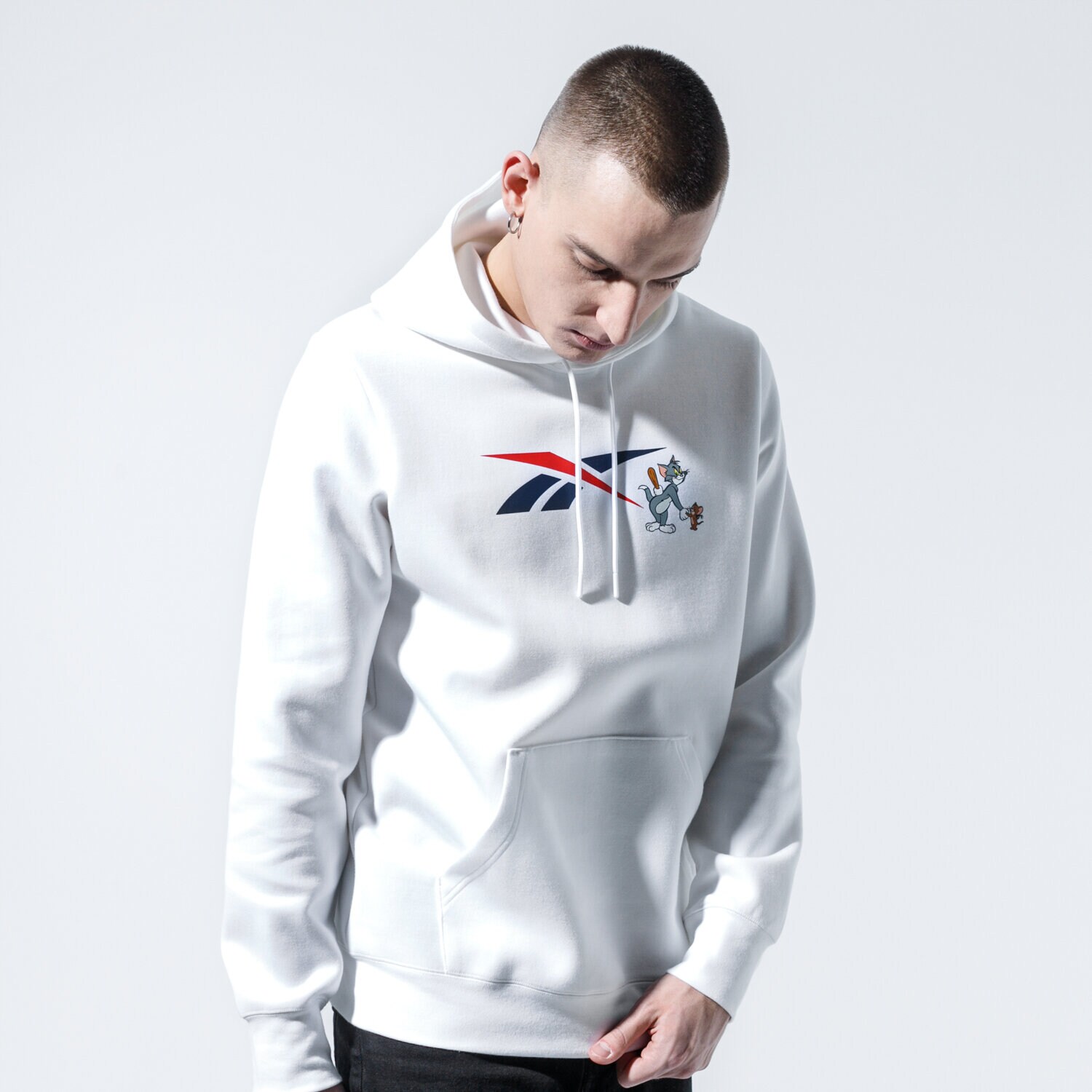 Bluza męska REEBOK BLUZA Z KAPTUREM TJ HOODY 3 GK9160 BIAŁY