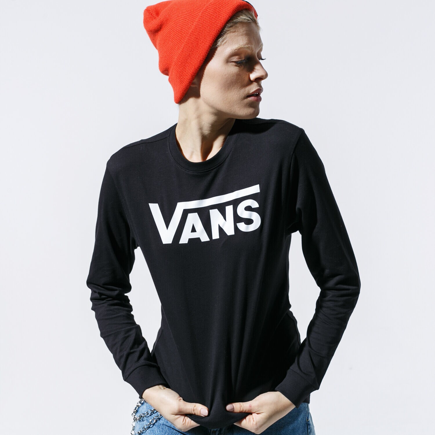 Koszulka, t-shirt damski VANS T-SHIRT FLYING V LS VN0A3ULGBLK1 CZARNY
