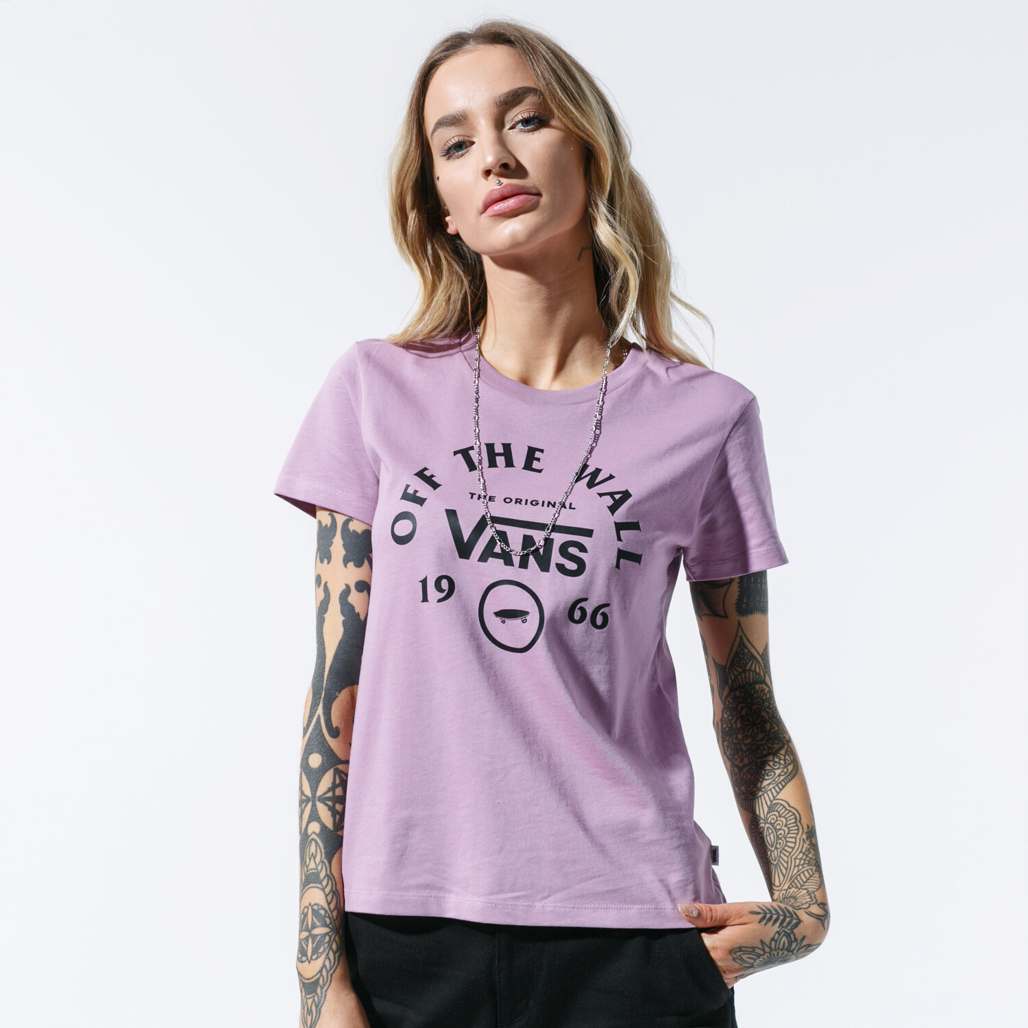 Koszulka, t-shirt damski VANS T-SHIRT ATTENDANCE CREW TEE VN0A47WQZUS1 RÓŻOWY