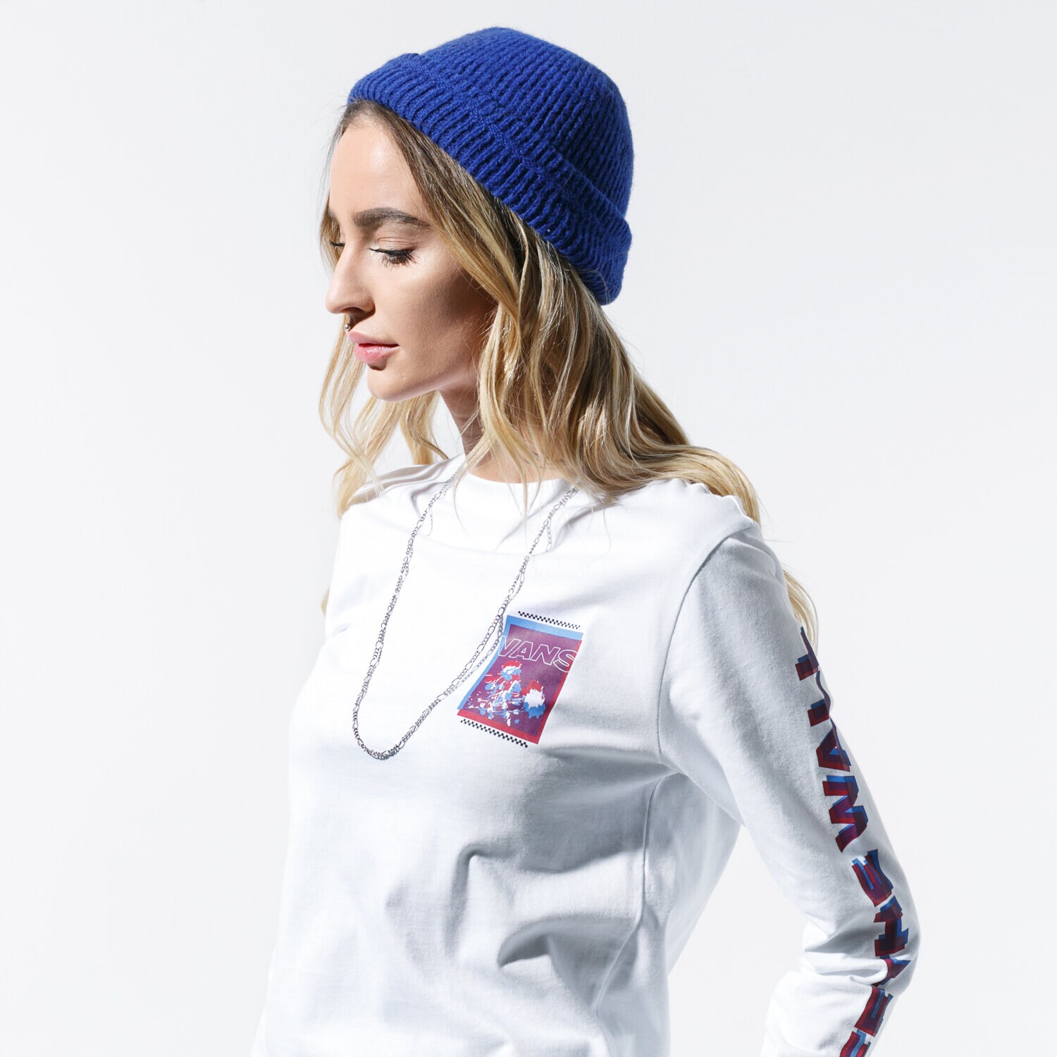 Koszulka, t-shirt damski VANS T-SHIRT DOUBLER VN0A4BE6WHT1 BIAŁY