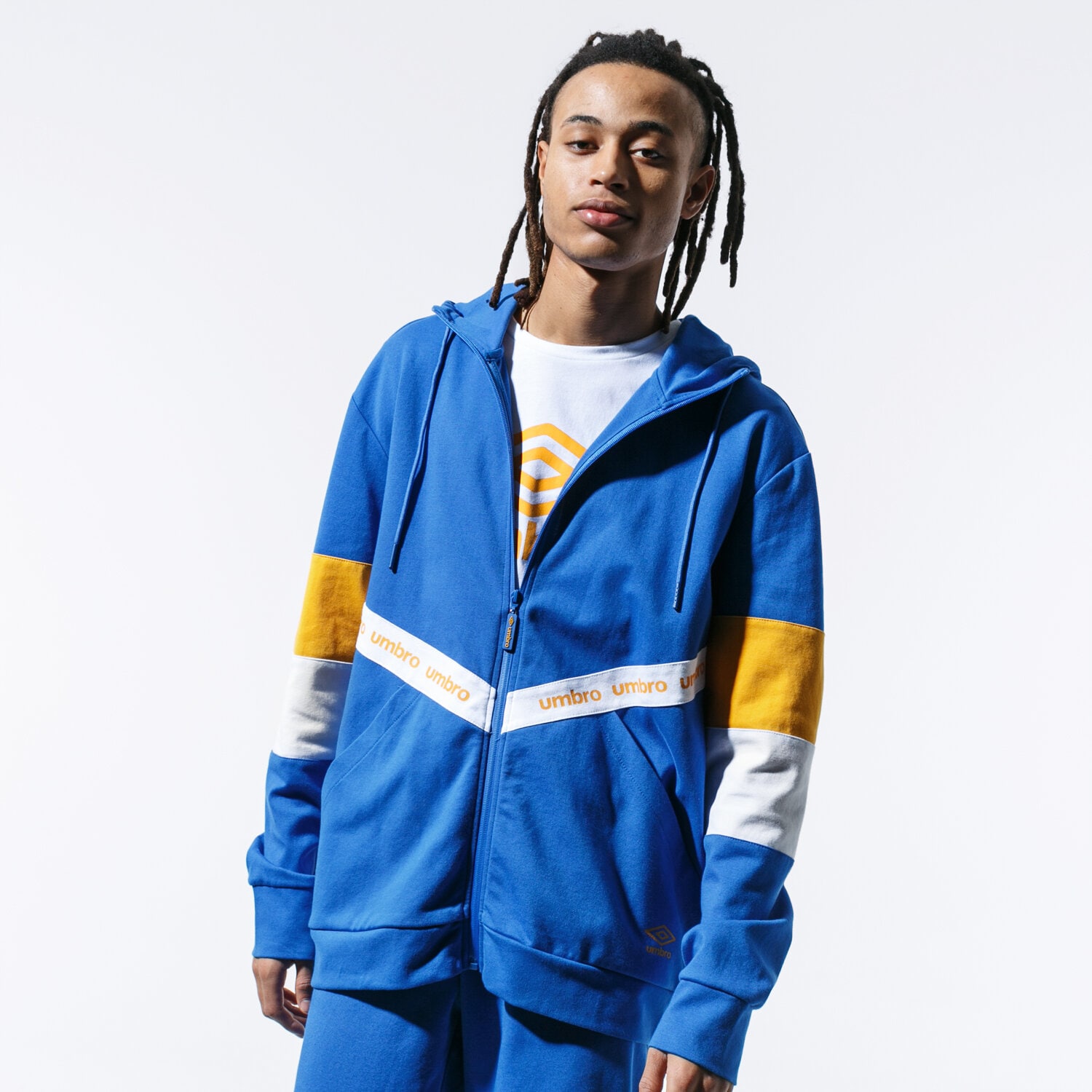 Bluza męska UMBRO BLUZA ROZPINANA Z KAPTUREM RETRO FZ HOODY UL39BLM84001 NIEBIESKI