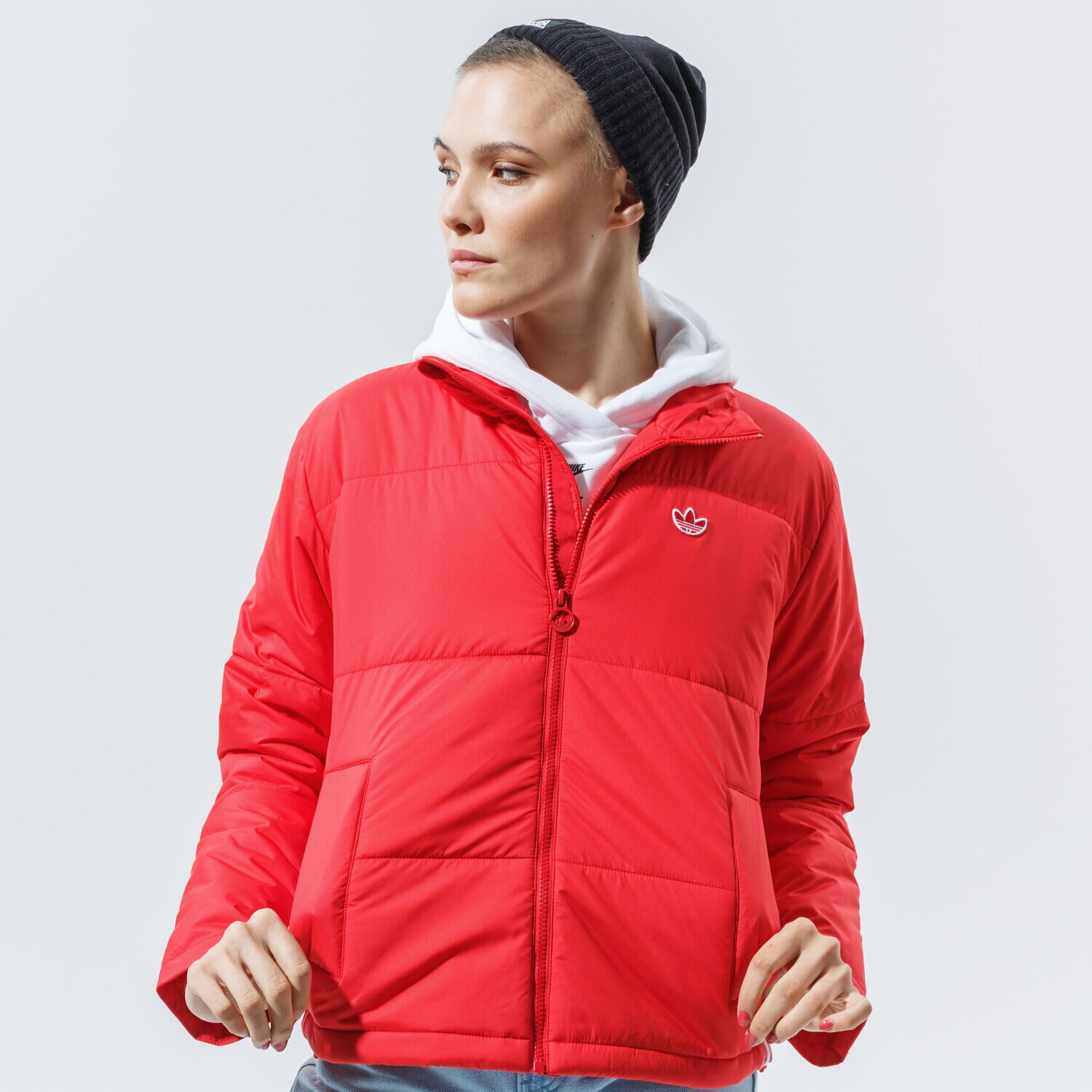 Kurtka zimowa damska ADIDAS KURTKA ZIMOWA SHORT PUFFER GK8556 CZERWONY