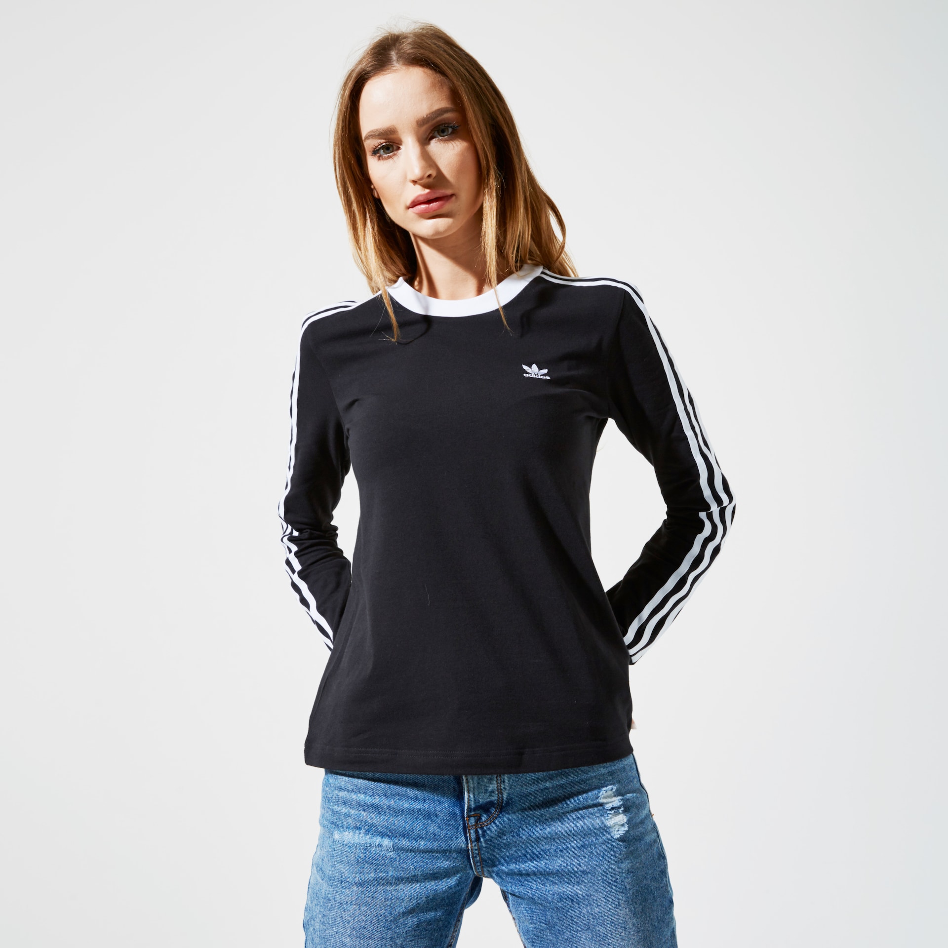 Koszulka, t-shirt damski ADIDAS T-SHIRT 3 STR LS FM3301 CZARNY