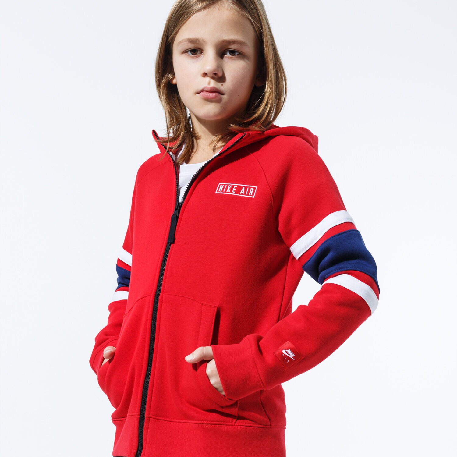 NIKE BLUZA ROZPINANA Z KAPTUREM B NK AIR HOODIE FZ BV3590 657 CZERWONY Dzieci ce Bluzy w Sizeer