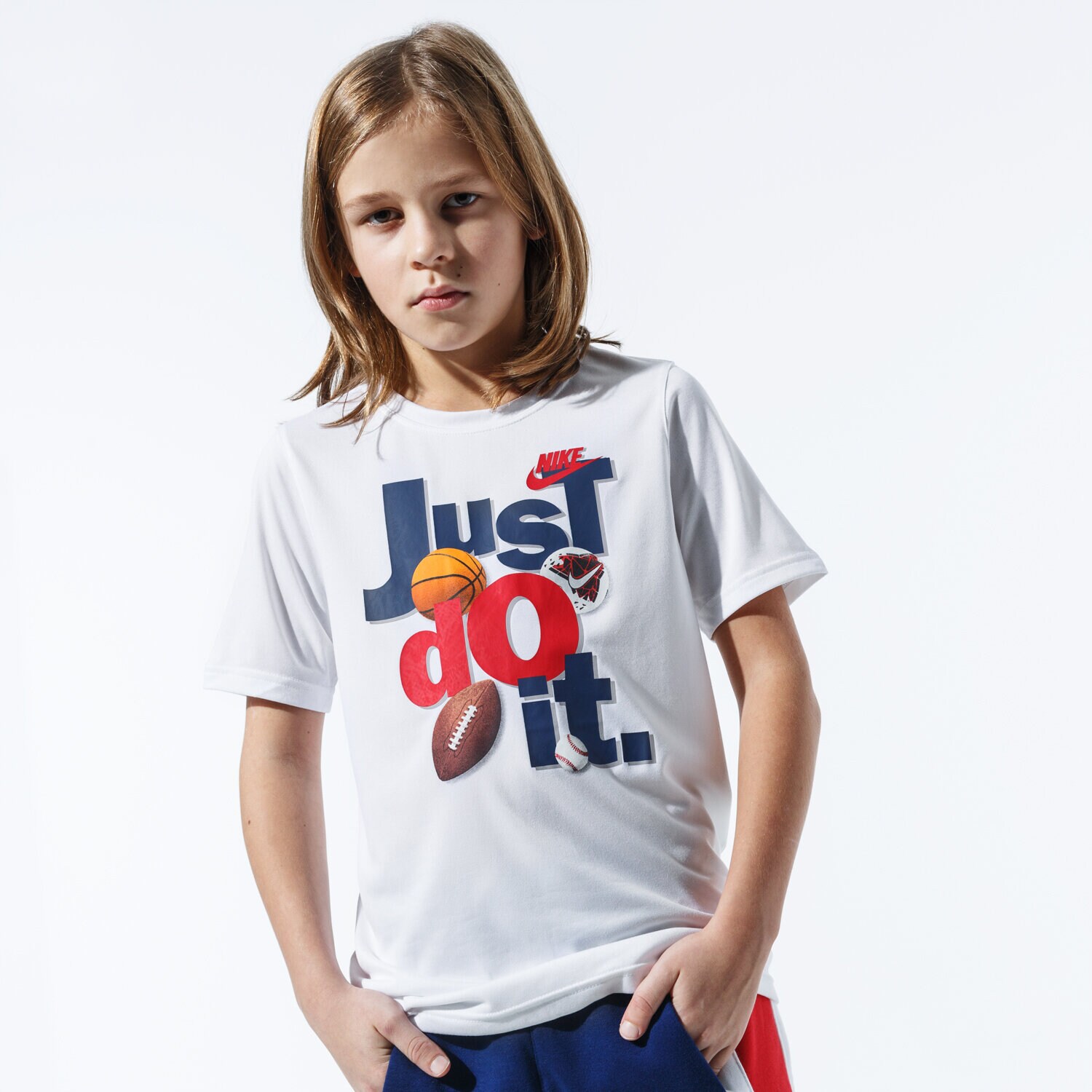 Koszulka, t-shirt dla dzieci NIKE T-SHIRT B NK DRY TEE LEG JDI SPORTS CK5763-100 BIAŁY