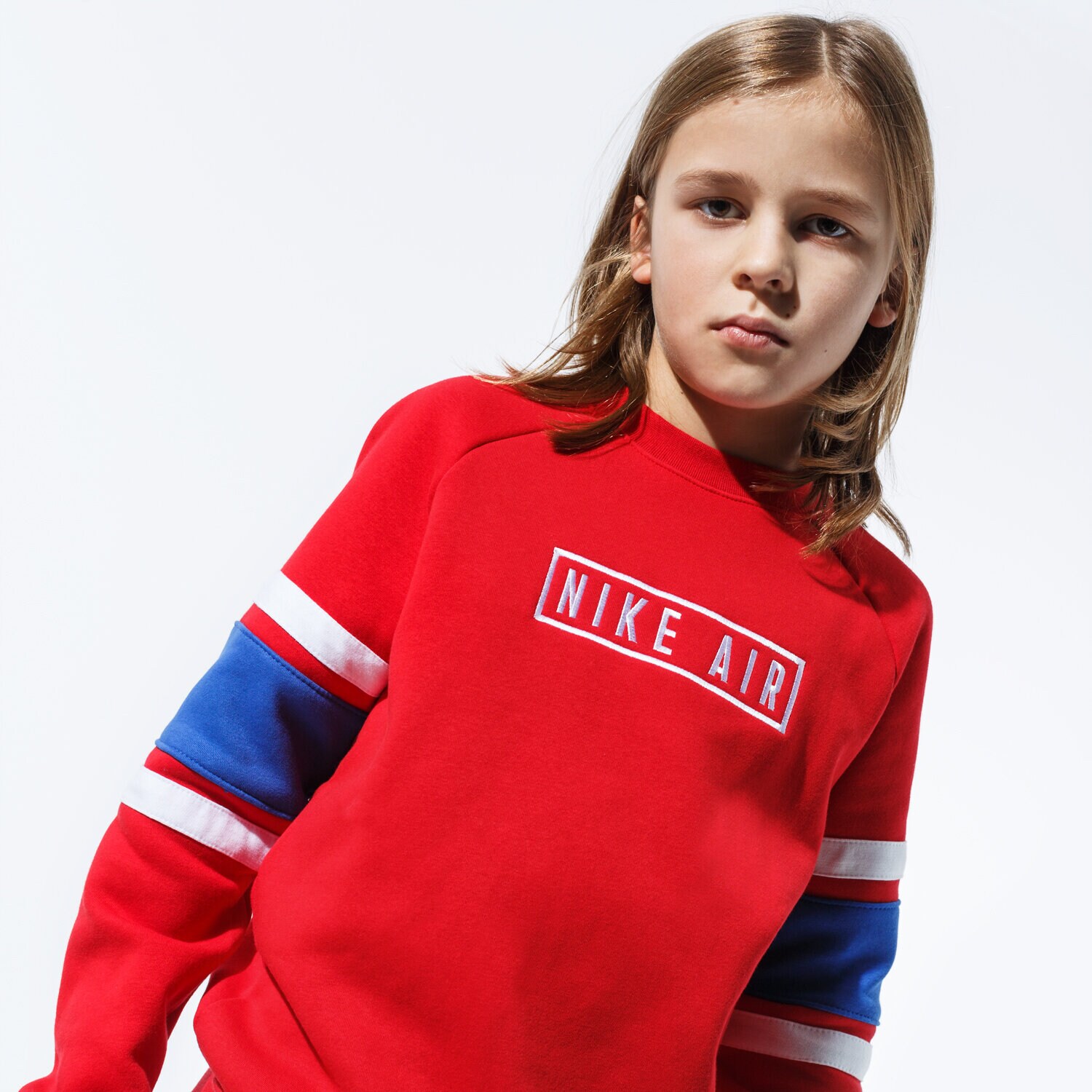 Sportowa bluza dziecięca NIKE BLUZA B NK AIR LS CREW BV3591-657 CZERWONY