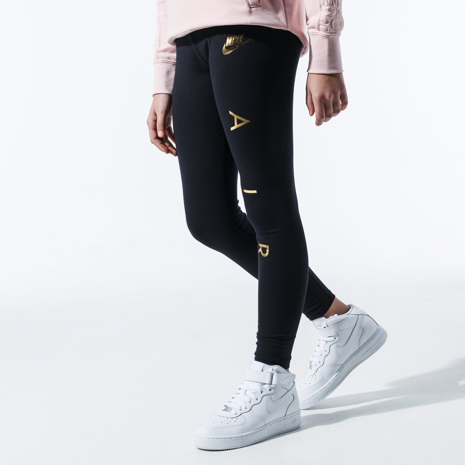 Sportowe spodnie dziecięce NIKE LEGGINGS G NSW TGHT FAVORITES AIR1 AQ9176-010 CZARNY