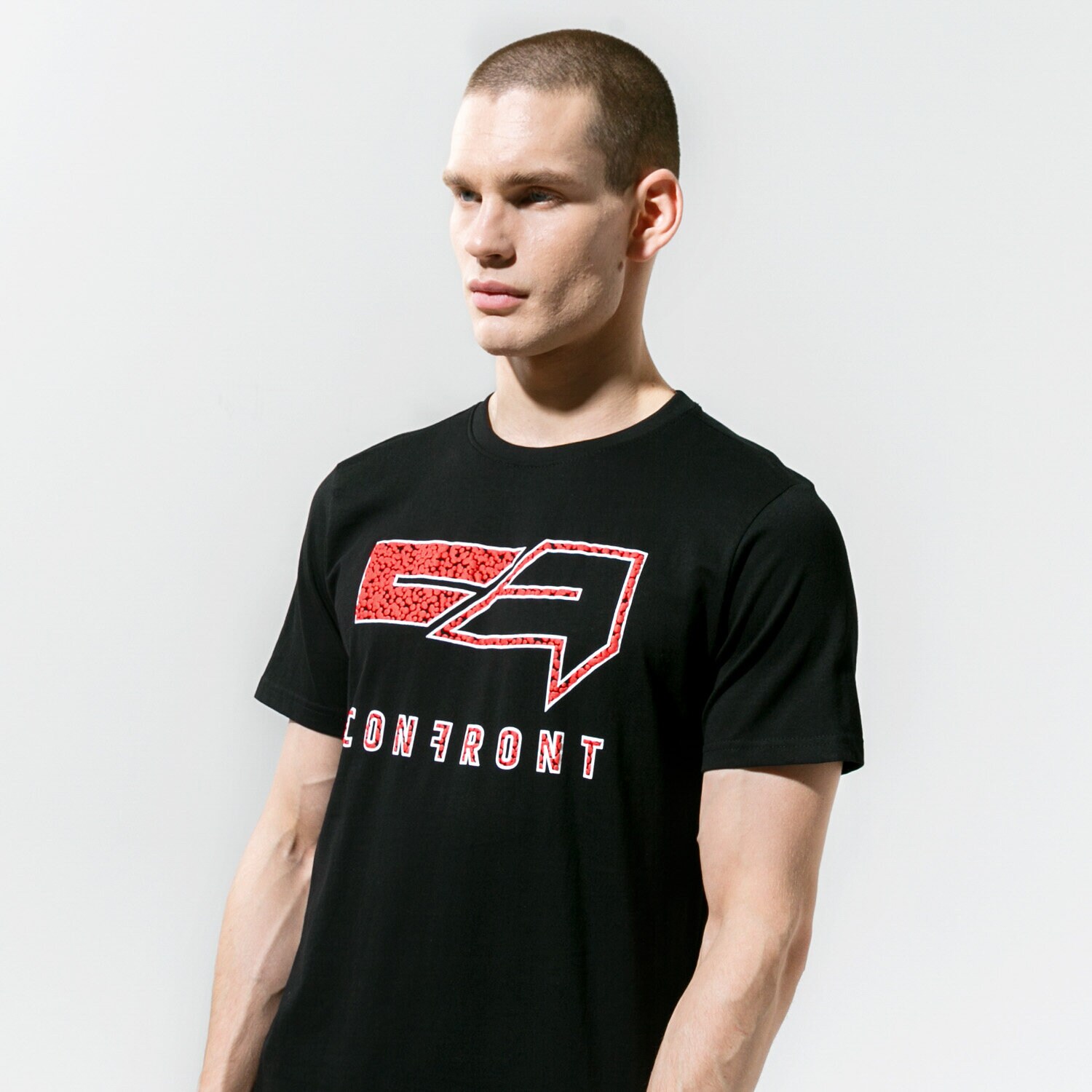 Koszulka, t-shirt sportowy męski CONFRONT T-SHIRT LOGO BUBBLE CF320TSM69001 CZARNY