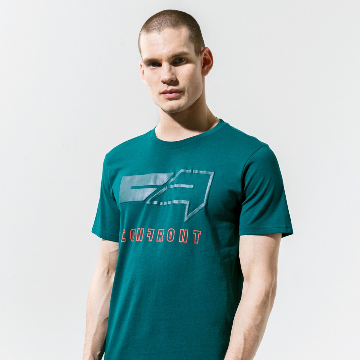 Koszulka, t-shirt sportowy męski CONFRONT T-SHIRT BIG LOGO CF320TSM68001 ZIELONY
