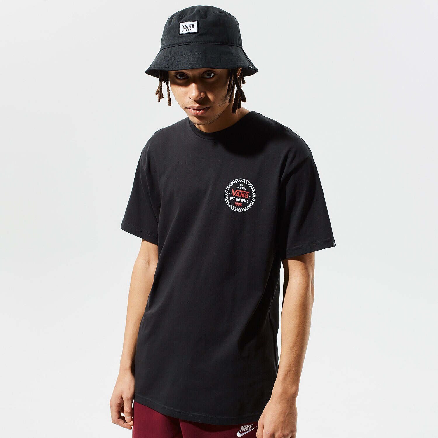 Koszulka, t-shirt sportowy męski VANS T-SHIRT CHECKER 66 SS VN0A4ROBBLK1 CZARNY
