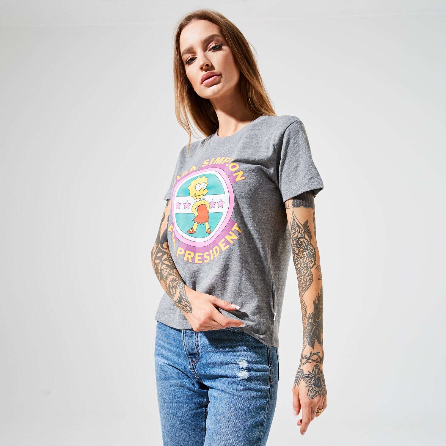 Koszulka, t-shirt damski VANS T-SHIRT VANS X THE SIMPSONS LISA TEE VN0A4V4B17G SZARY