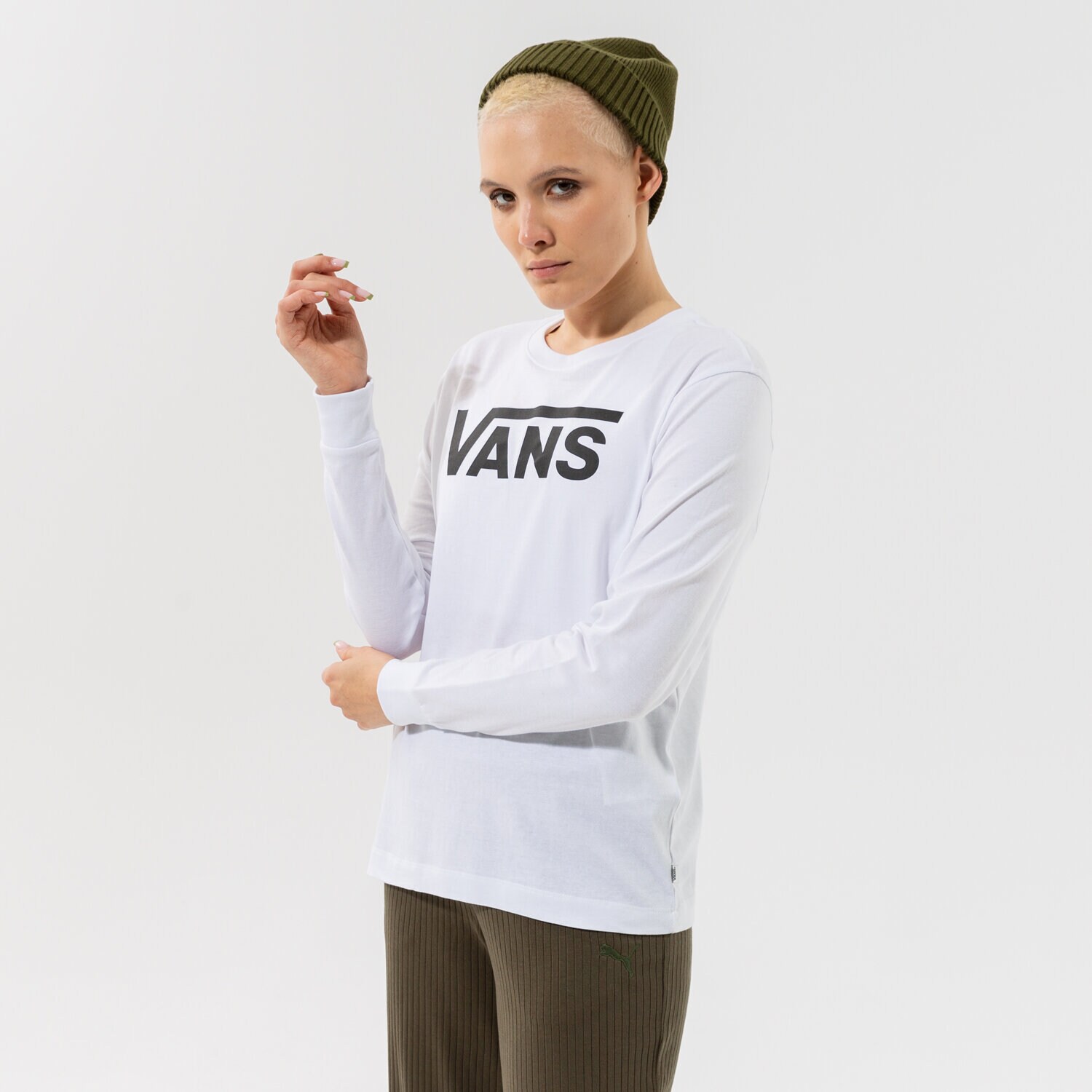 Koszulka, t-shirt damski VANS T-SHIRT FLYING V CLASSIC LS BF VN0A47WNWHT1 BIAŁY