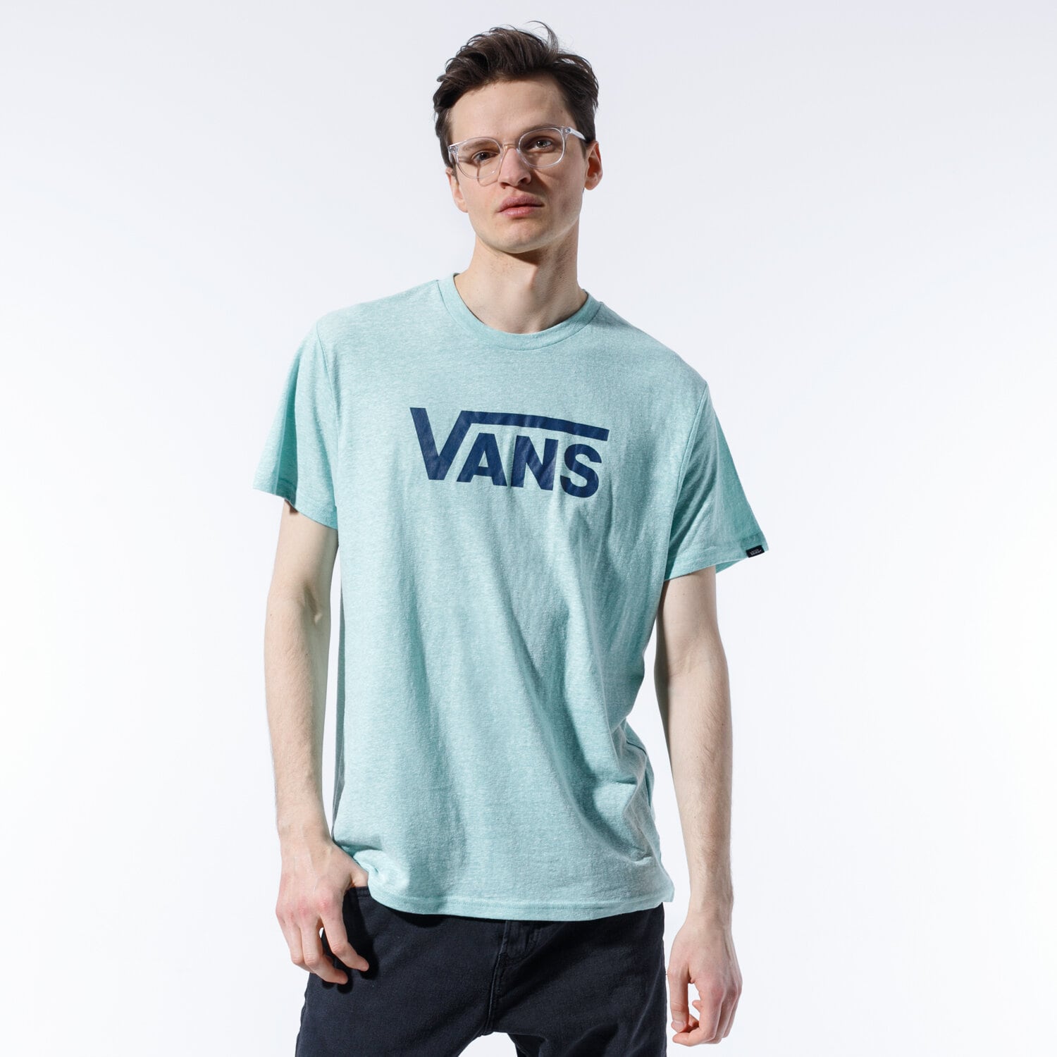 Koszulka, t-shirt sportowy męski VANS T-SHIRT VANS CLASSIC HEATHER VN0000UMYJC1 ZIELONY