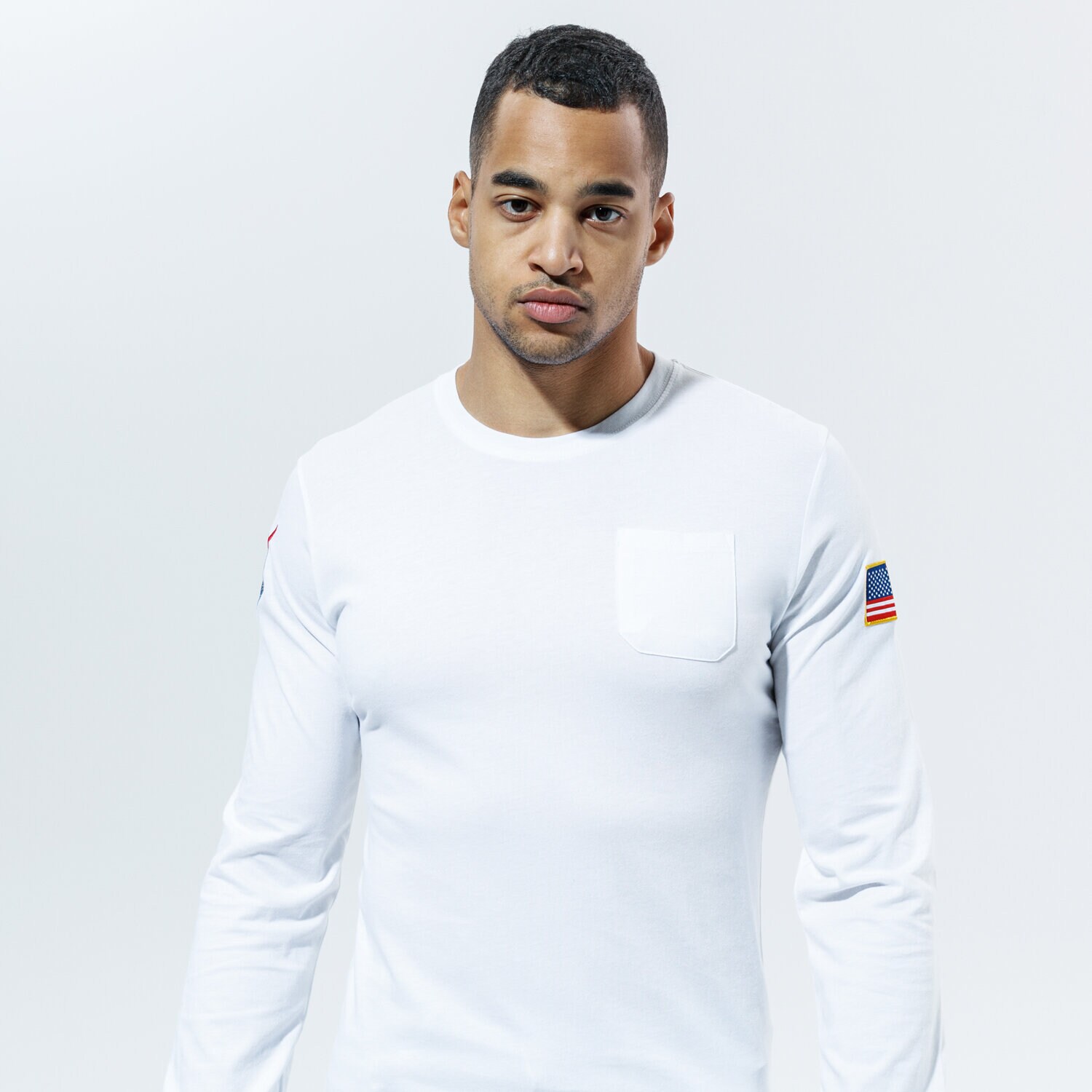 Koszulka, t-shirt sportowy męski ALPHA INDUSTRIES T-SHIRT NASA LS 17653209 BIAŁY