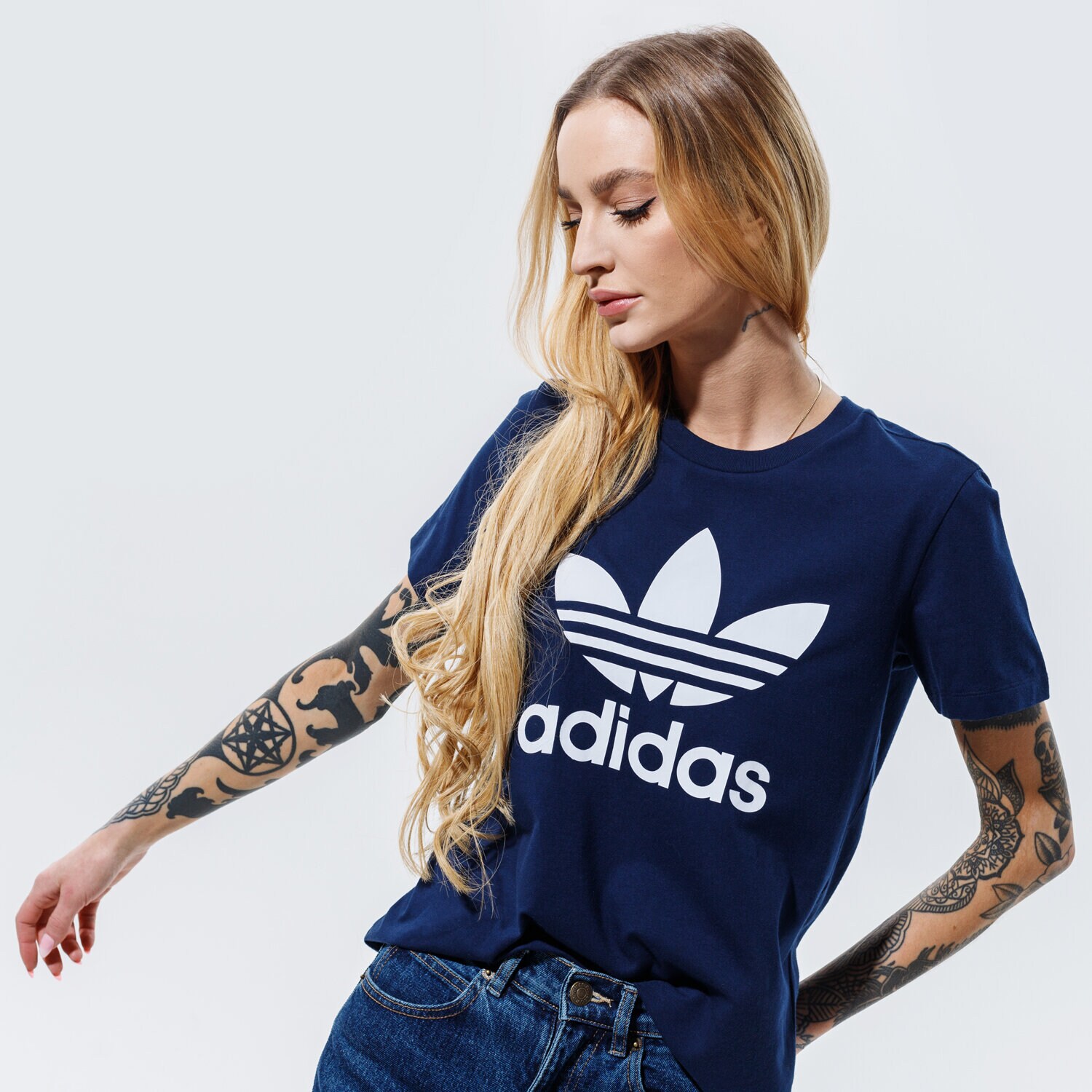 Koszulka, t-shirt damski ADIDAS T-SHIRT TREFOIL TEE GD2314 GRANATOWY