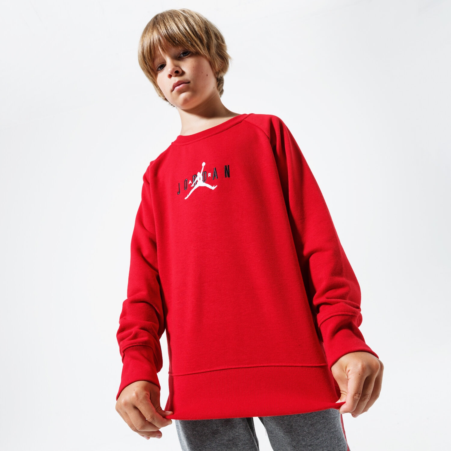 Sportowa bluza dziecięca JORDAN BLUZA JDB JORDAN AIR CREW 956872-R78-EH CZERWONY
