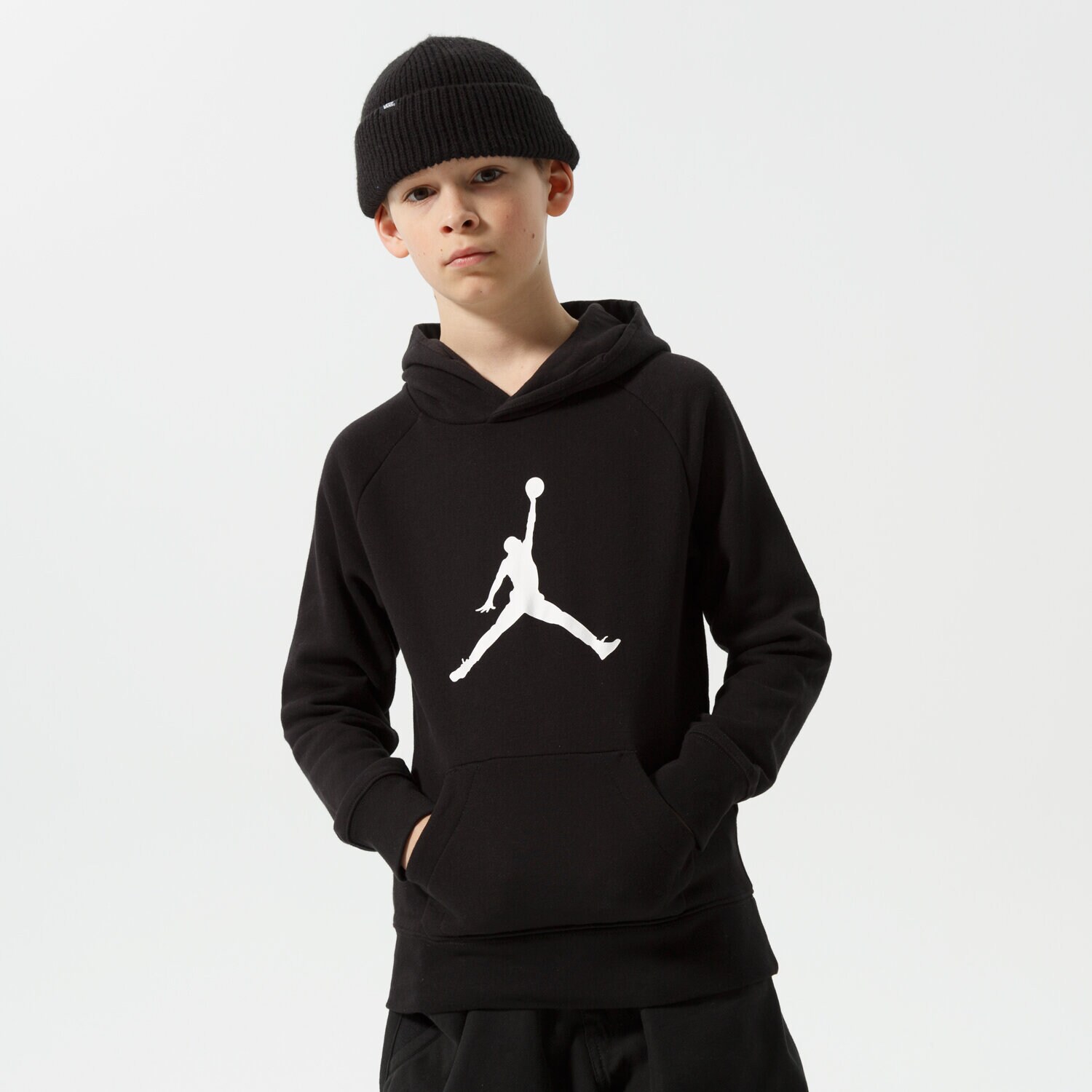 Sportowa bluza dziecięca JORDAN BLUZA Z KAPTUREM JDB JUMPMAN LOGO FLEECE PO BOY 956326-023 CZARNY