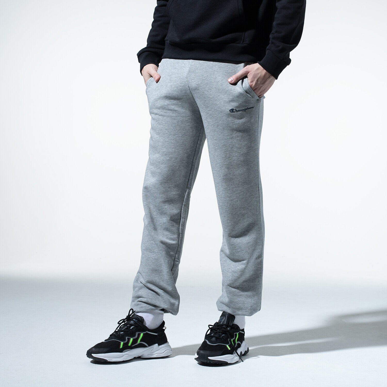 Spodnie sportowe męskie CHAMPION SPODNIE BASIC CUFF PANTS 214538EM006 SZARY