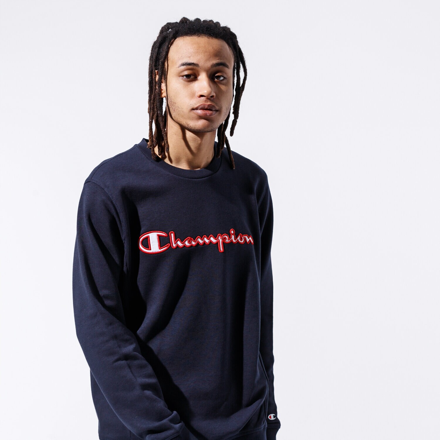 Bluza męska CHAMPION BLUZA LOGO CREWNECK 215495BS501 GRANATOWY