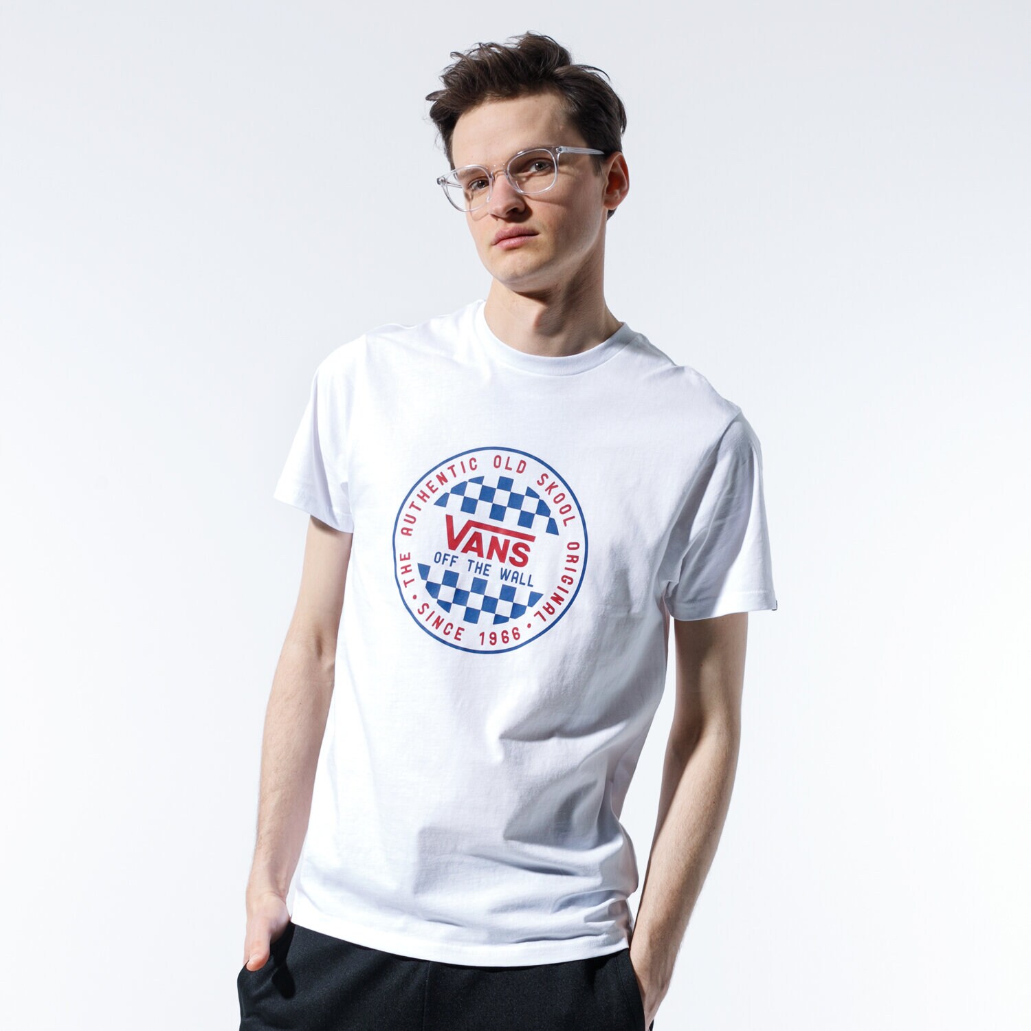 Koszulka, t-shirt sportowy męski VANS T-SHIRT OG CHECKER SS VN0A49SYWHT1 BIAŁY