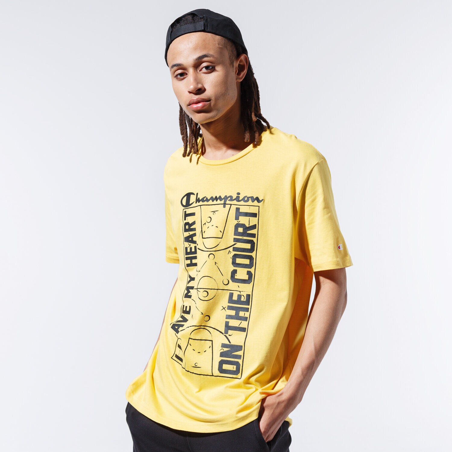 Koszulka, t-shirt sportowy męski CHAMPION T-SHIRT COURT TEE 215492YS001 ŻÓŁTY