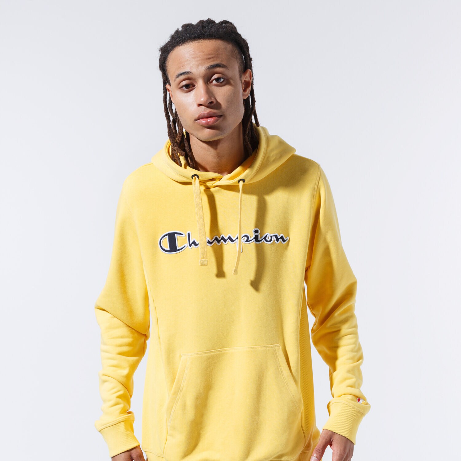 Bluza męska CHAMPION BLUZA Z KAPTUREM LOGO HOODY 215496YS001 ŻÓŁTY