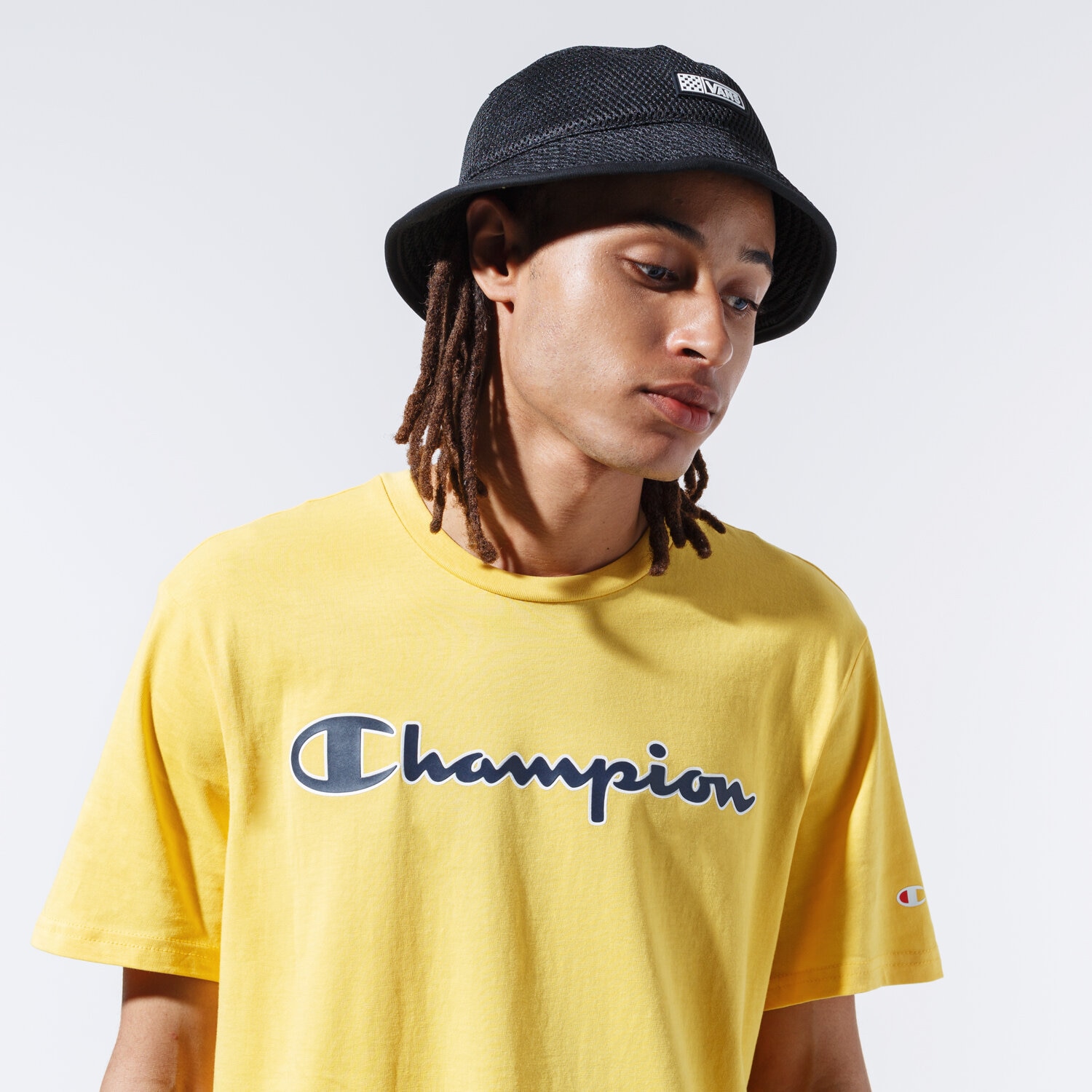 Koszulka, t-shirt sportowy męski CHAMPION T-SHIRT LOGO TEE 215280YS001 ŻÓŁTY