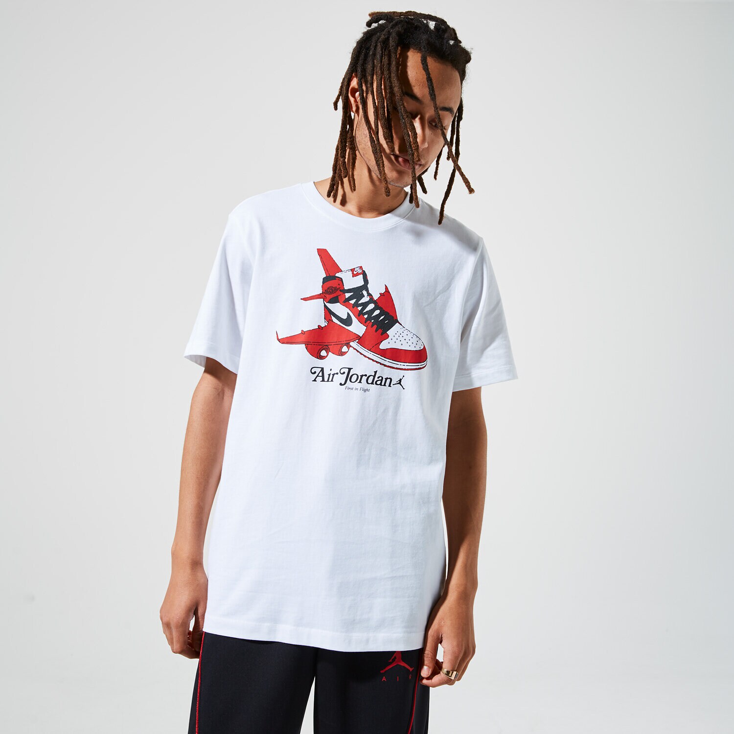 Koszulka, t-shirt sportowy męski JORDAN T-SHIRT M J BRAND GRAPHIC SS CREW CN3596-100 BIAŁY