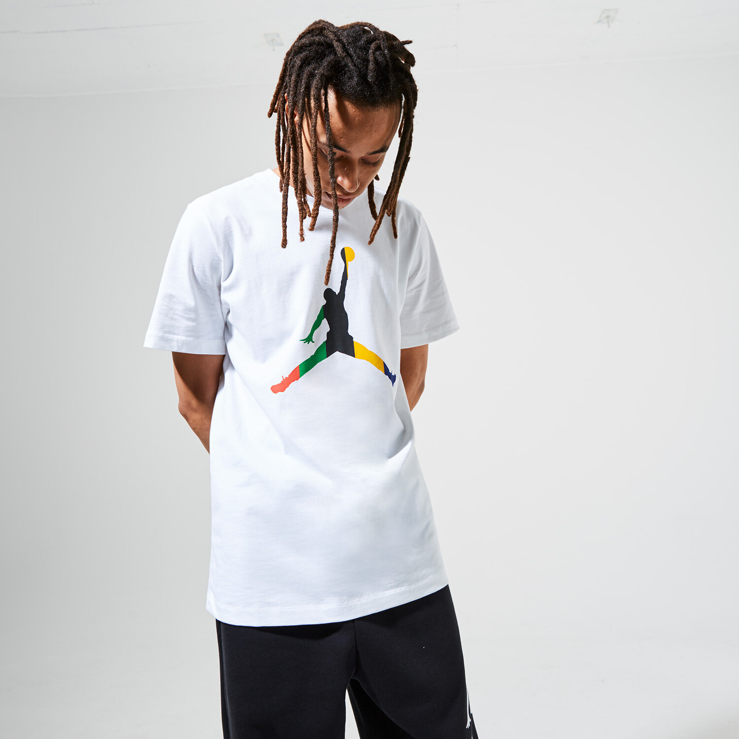 Koszulka, t-shirt sportowy męski JORDAN T-SHIRT M J SPRT DNA JUMPMAN SS CREW CU1974-100 BIAŁY