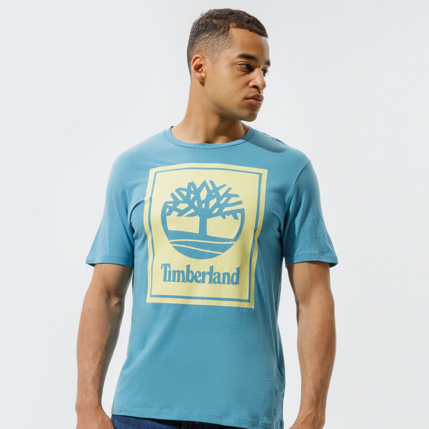 Koszulka, t-shirt sportowy męski TIMBERLAND T-SHIRT YC SS STACK LOGO TEE (REGULAR) TWO TECHNI TB0A2AJ1BP11 NIEBIESKI