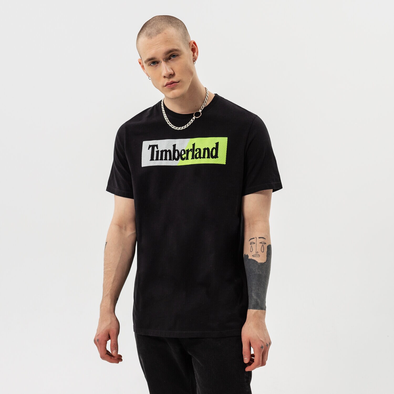 Koszulka, t-shirt sportowy męski TIMBERLAND T-SHIRT SS KENNEBEC RIVER PUFFED LINEAR JERSEY CR TB0A2CB7BR71 CZARNY