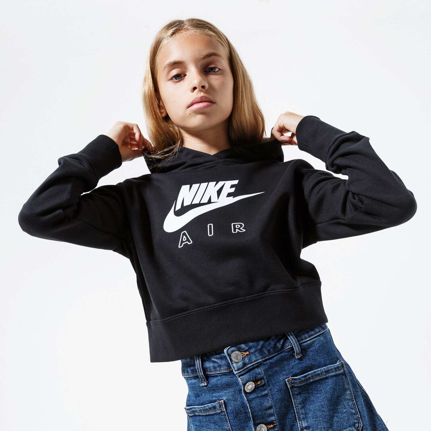 Sportowa bluza dziecięca NIKE BLUZA Z KAPTUREM AIR CZ6234-010 CZARNY