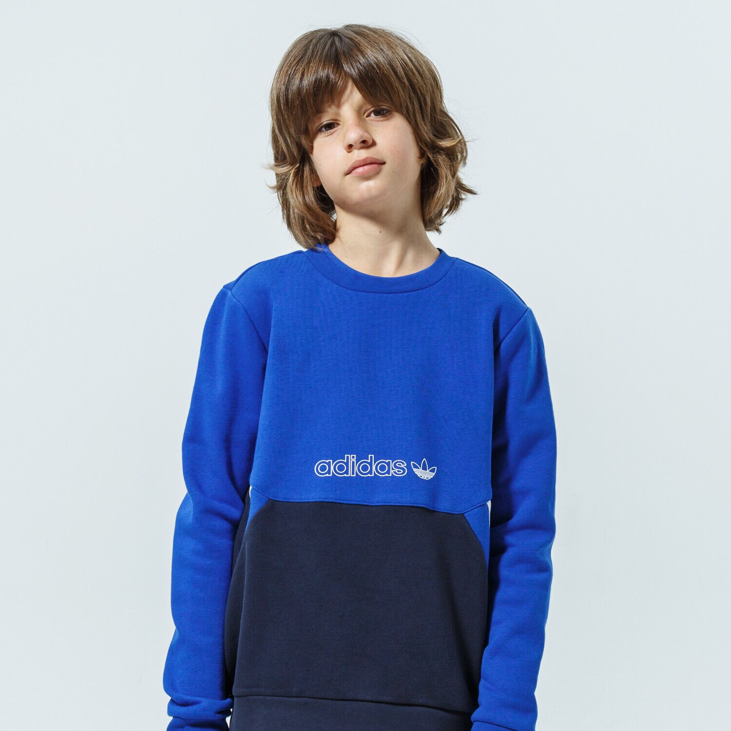 Sportowa bluza dziecięca ADIDAS BLUZA CREW MM GN2317 NIEBIESKI