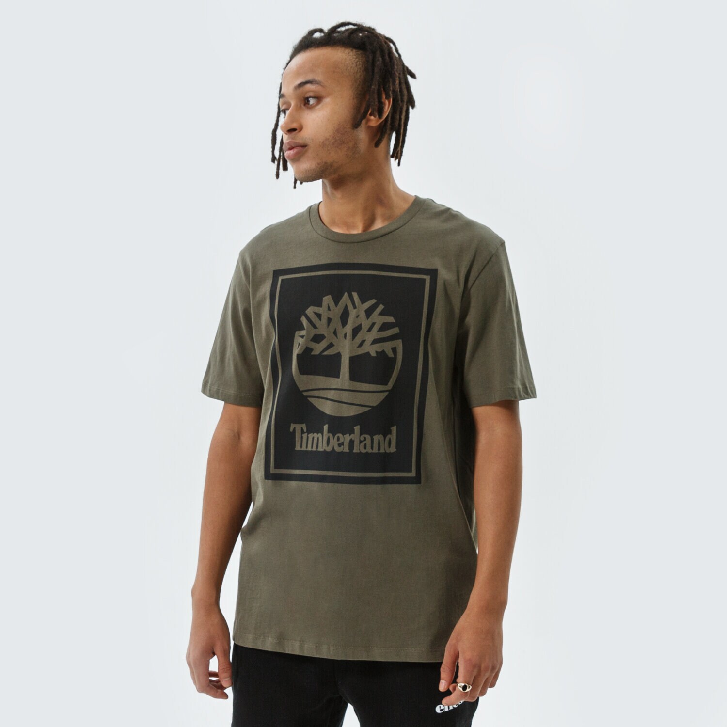 Koszulka, t-shirt sportowy męski TIMBERLAND T-SHIRT YC SS STACK LOGO TEE STACK LOGO TEE TB0A2AJ1Z281 KHAKI