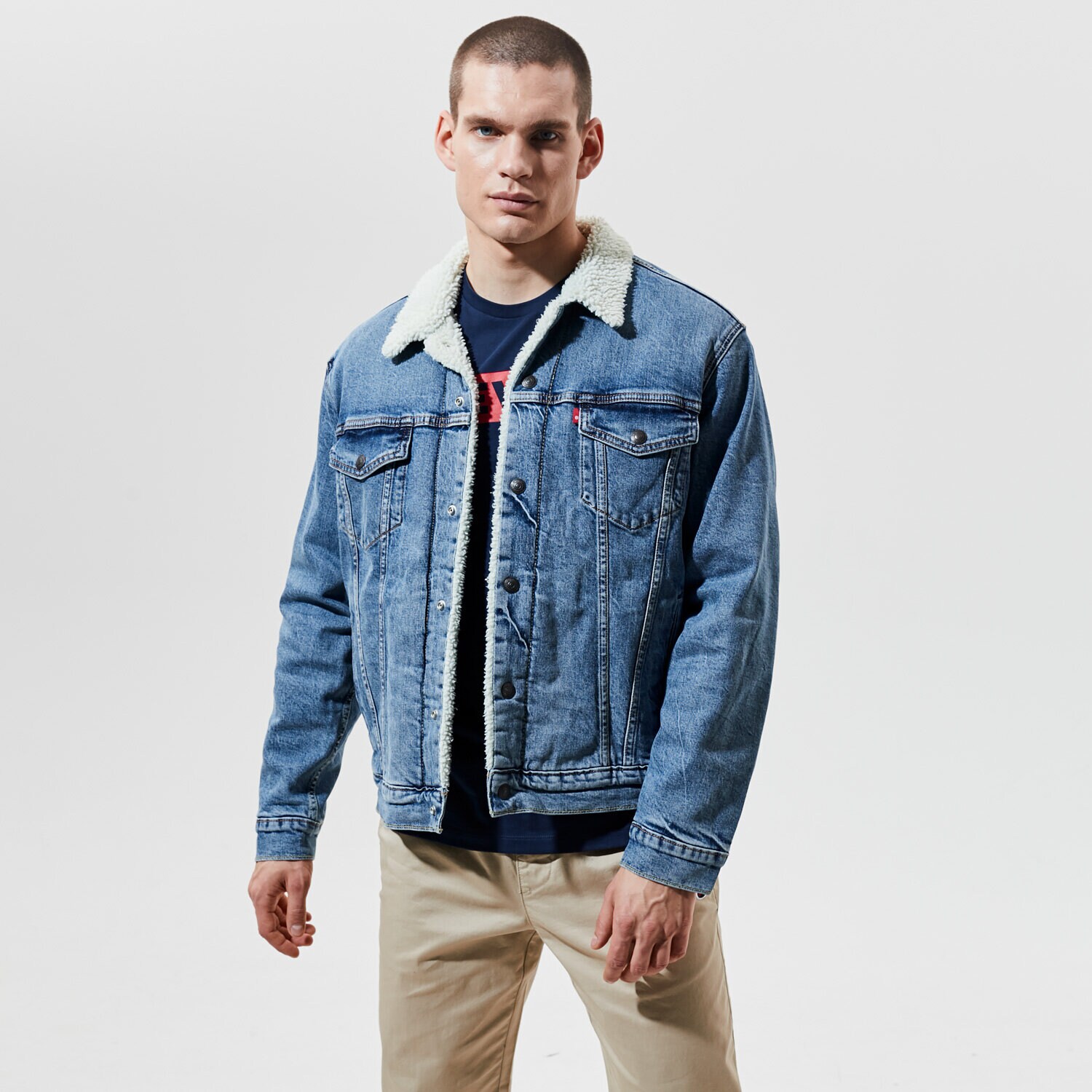 Kurtka zimowa męska LEVI'S KURTKA TYPE 3 SHERPA TRUCKER 16365-0138 NIEBIESKI
