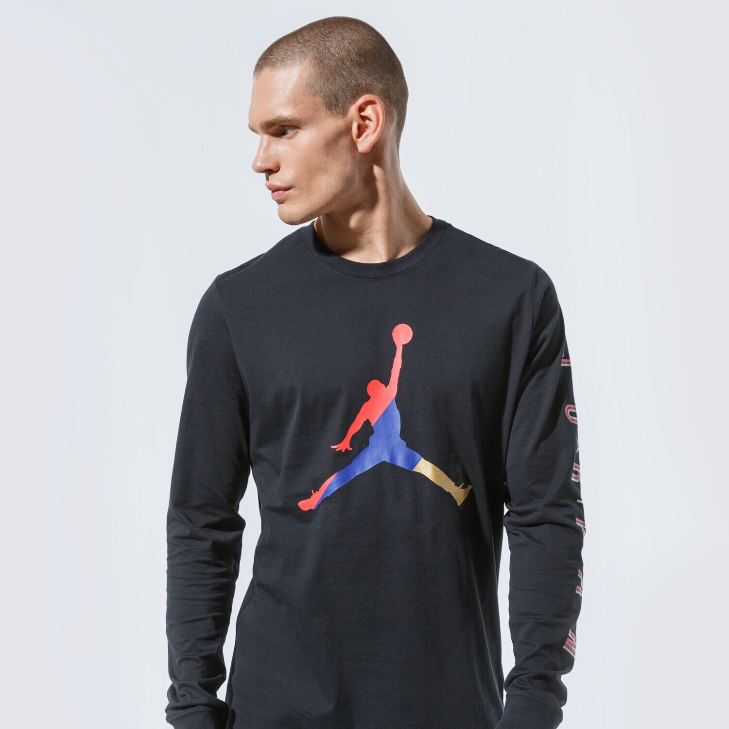 Koszulka, t-shirt sportowy męski JORDAN T-SHIRT M J SPRTDNA LS CREW CN3502-010 CZARNY