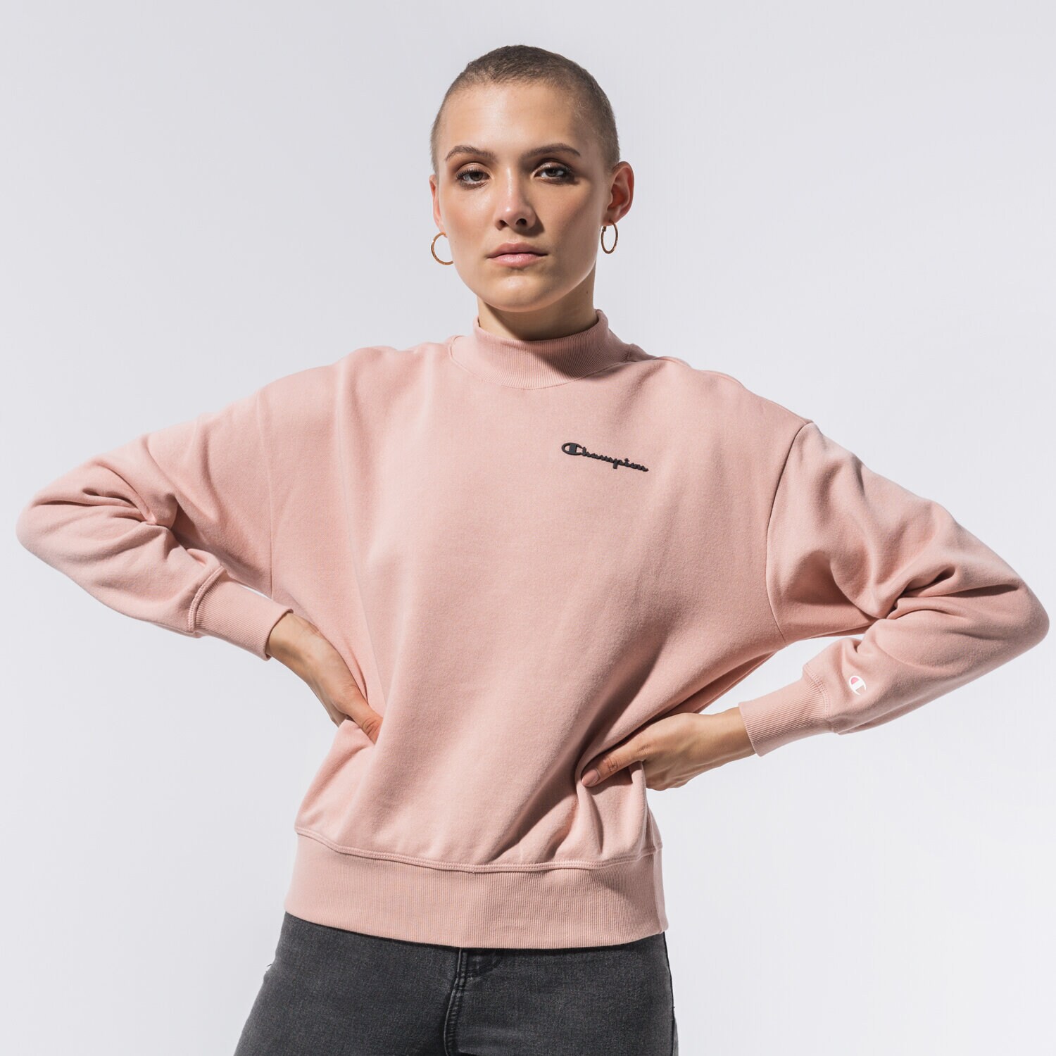 Bluza damska CHAMPION BLUZA HIGH NECK SWEATSHIRT 113216PS144 RÓŻOWY