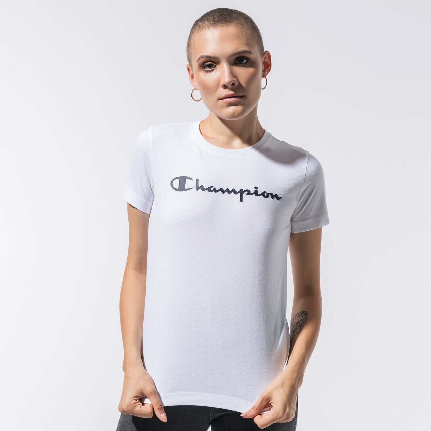 Koszulka, t-shirt damski CHAMPION T-SHIRT CREWNECK T-SHIRT 113223WW001 BIAŁY