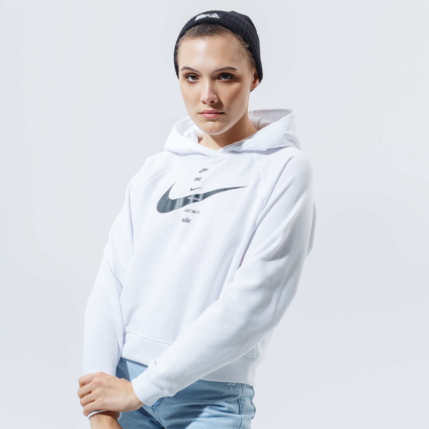 Bluza damska NIKE BLUZA Z KAPTUREM W NSW SWSH HOODIE FLC BB CU5676-101 BIAŁY