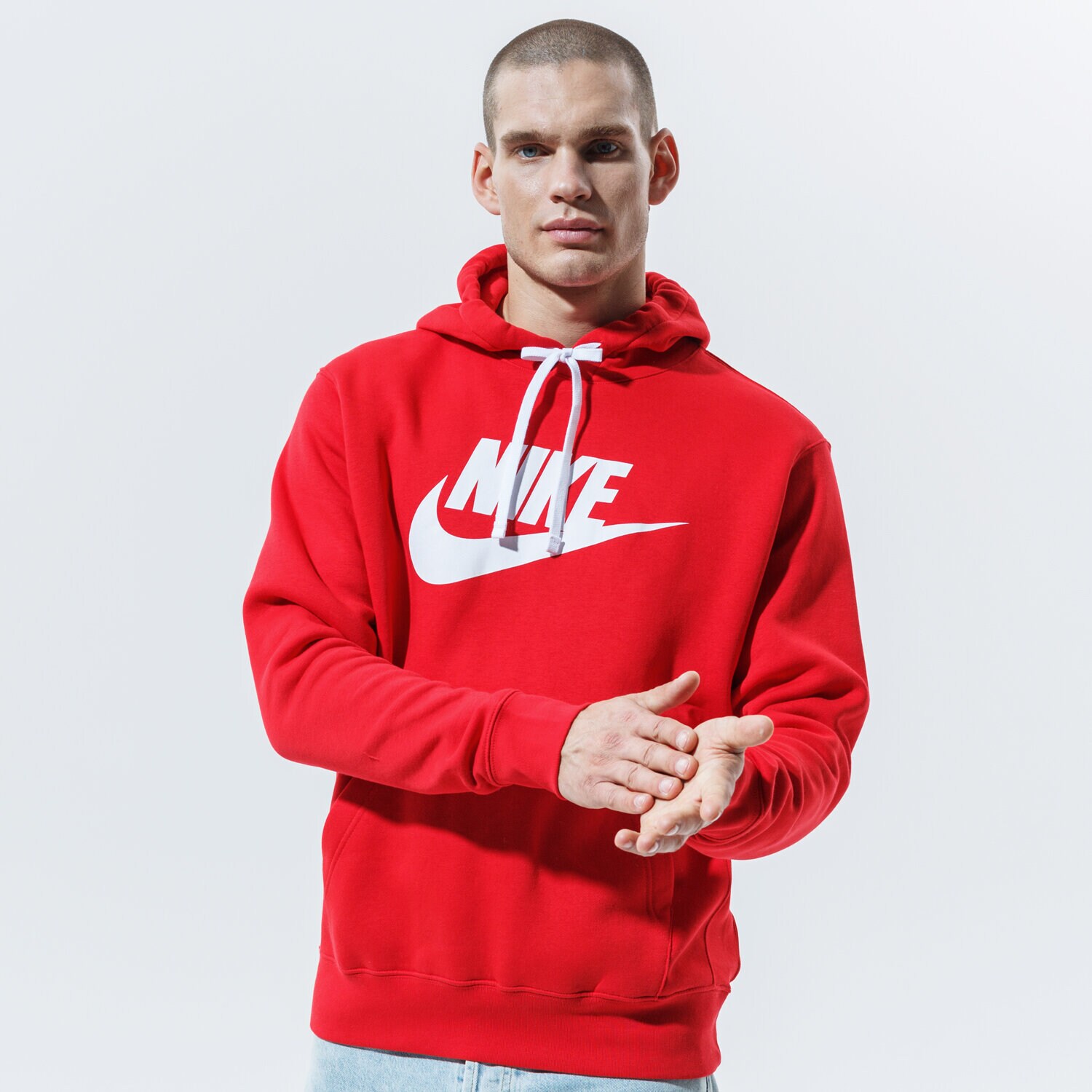 Bluza męska NIKE BLUZA Z KAPTUREM SPORTSWEAR CLUB FLEECE BV2973-657 CZERWONY
